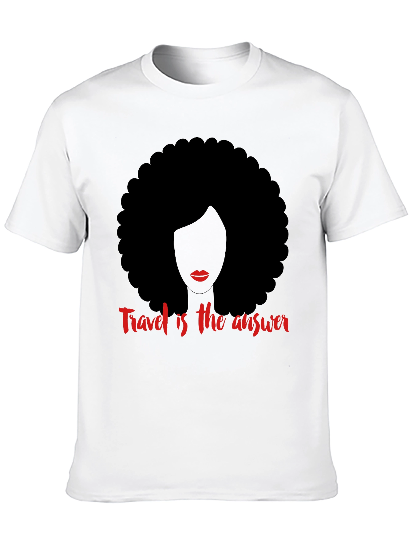 Travel is the Answer T-Shirt Afro Woman Graphic Tee