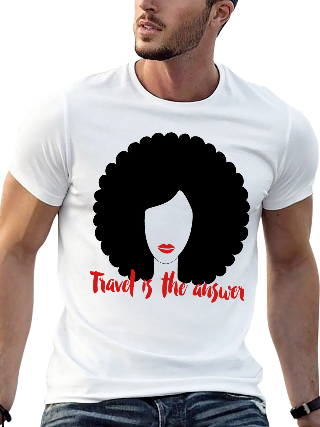 Travel is the Answer T-Shirt Afro Woman Graphic Tee
