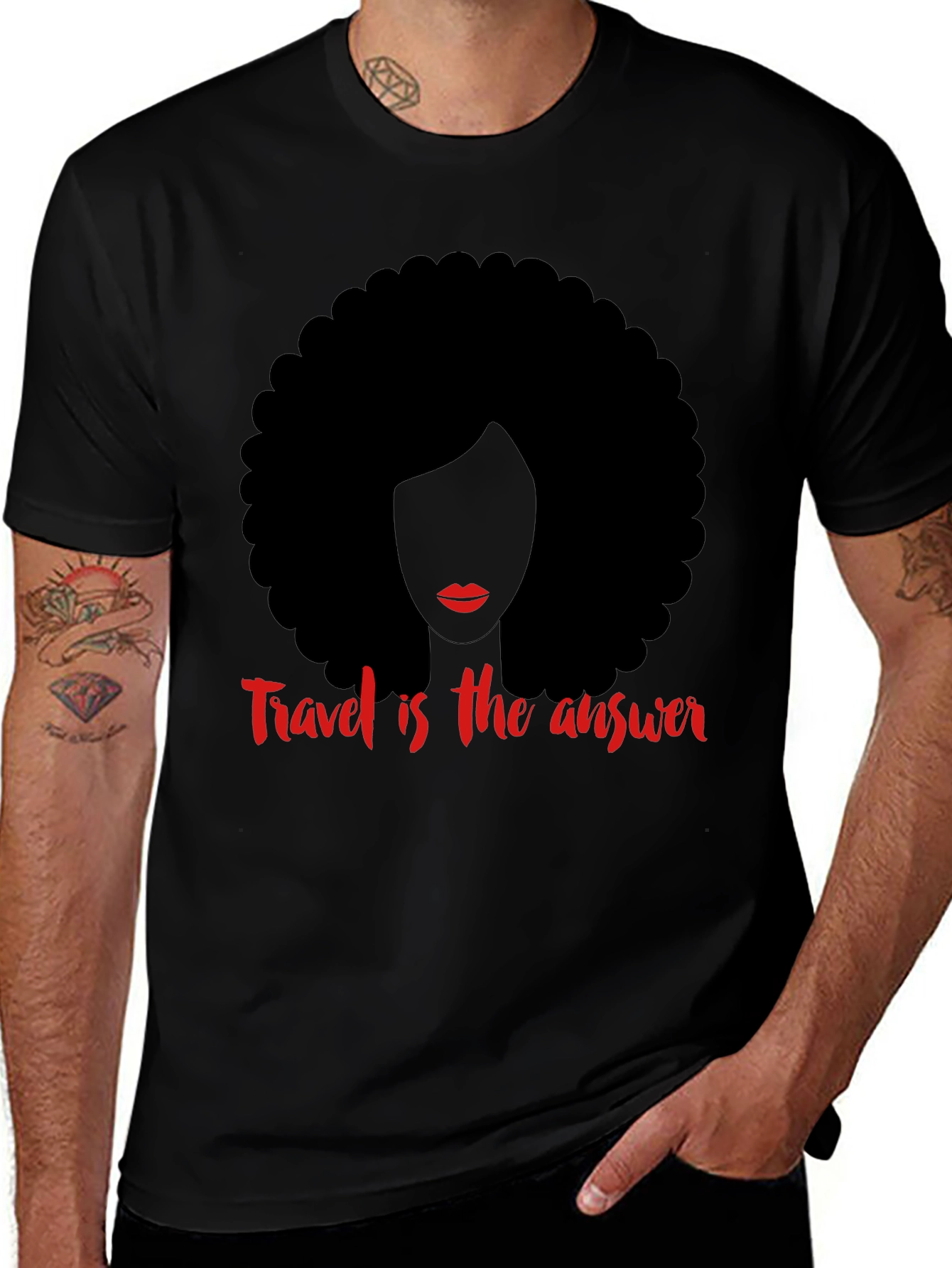 Travel is the Answer T-Shirt Afro Woman Graphic Tee