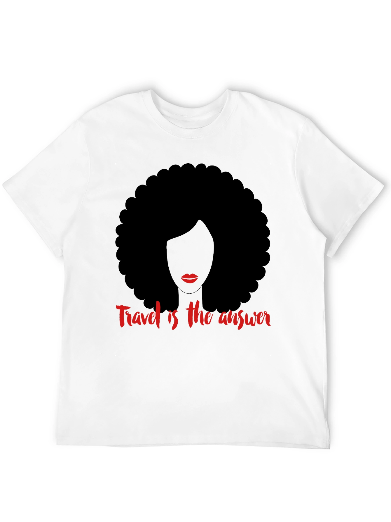Travel is the Answer T-Shirt Afro Woman Graphic Tee