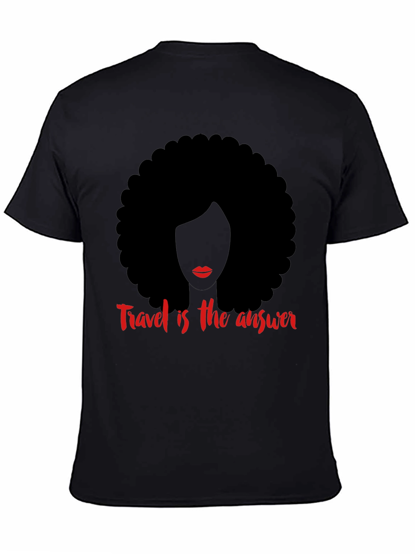 Travel is the Answer T-Shirt Afro Woman Graphic Tee