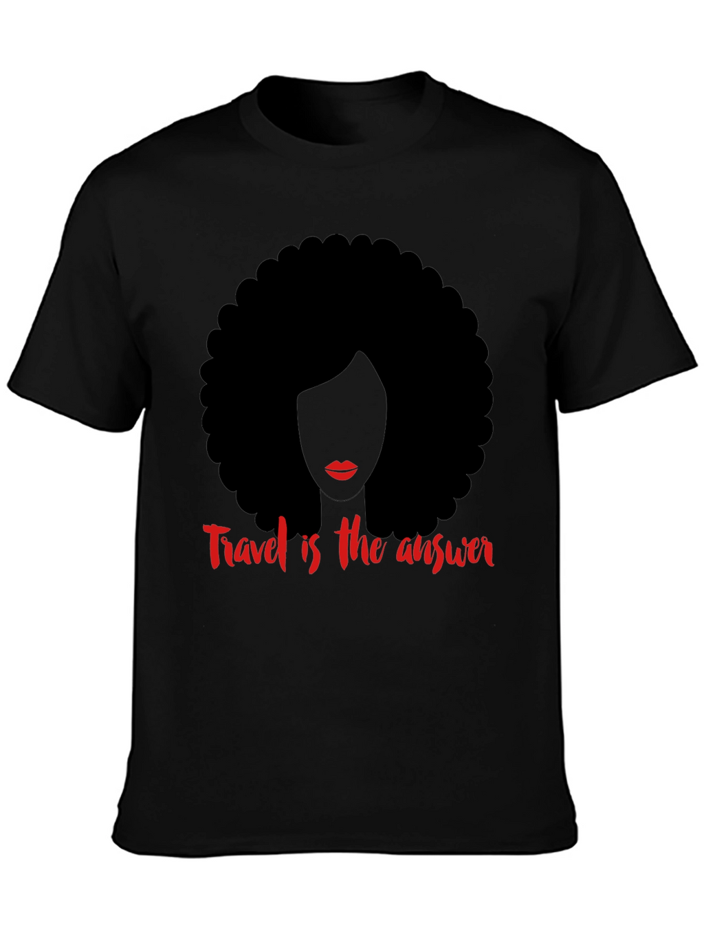 Travel is the Answer T-Shirt Afro Woman Graphic Tee