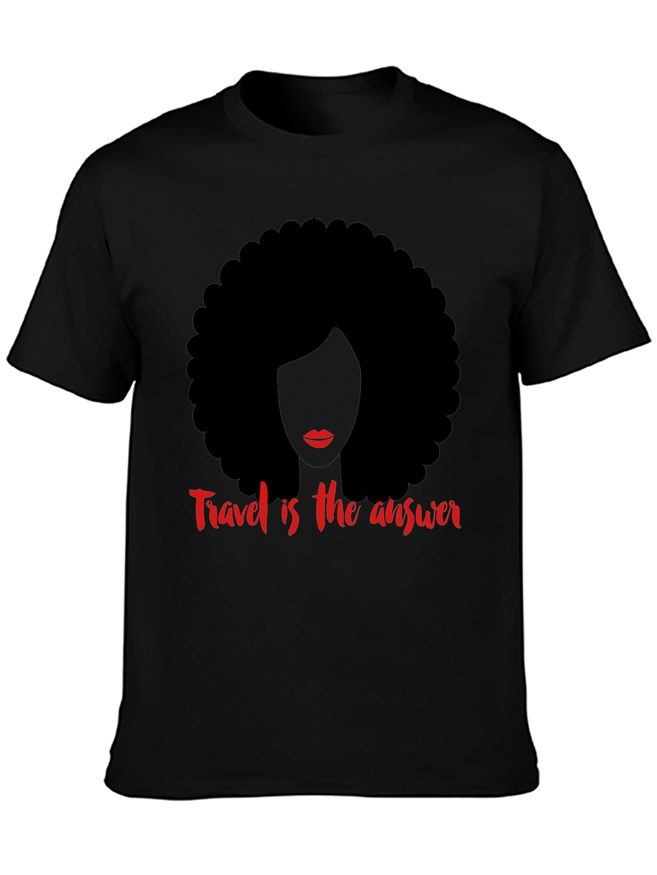 Travel is the Answer T-Shirt Afro Woman Graphic Tee