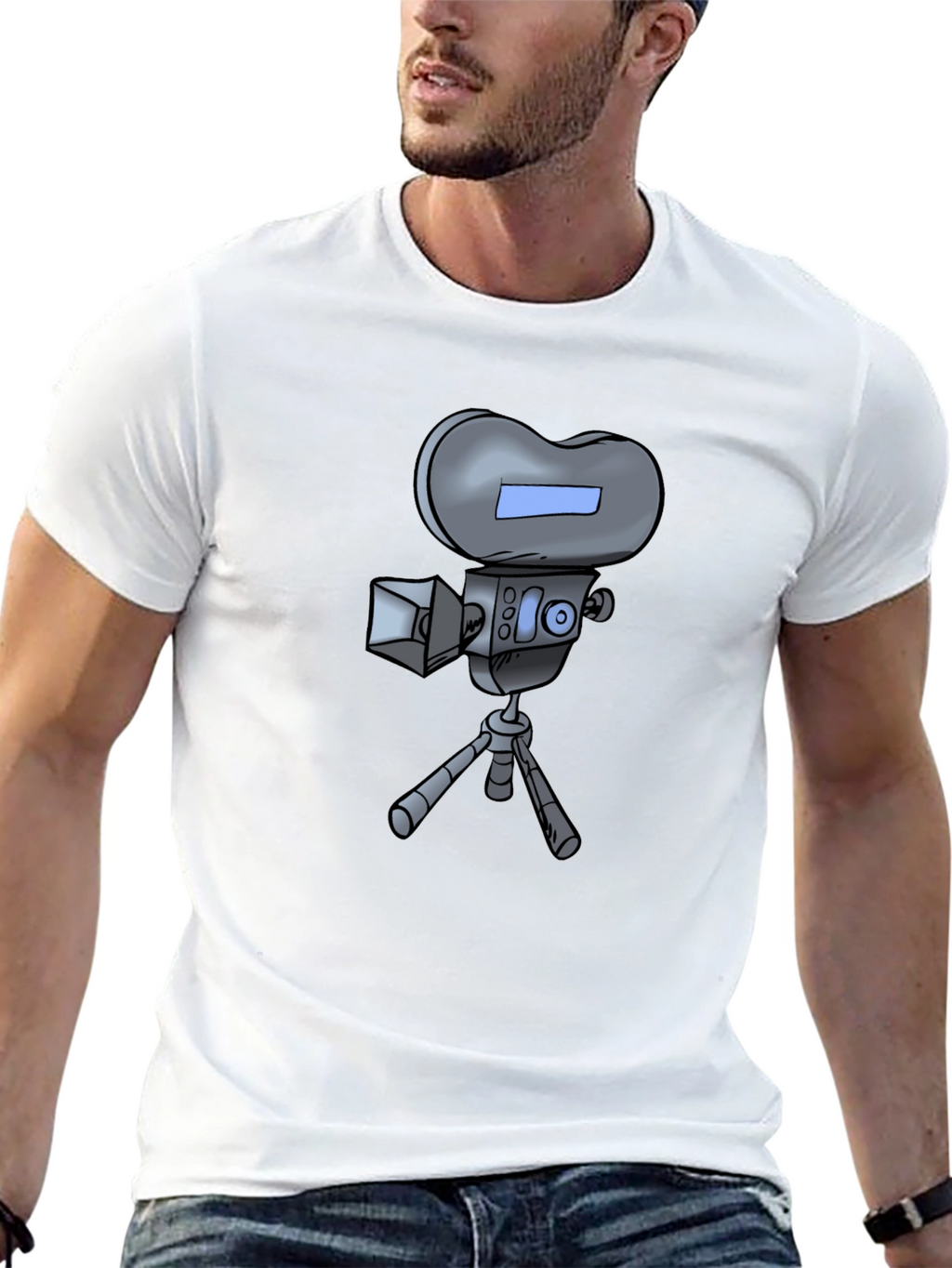 Retro Cartoon Camera T-Shirt - Black