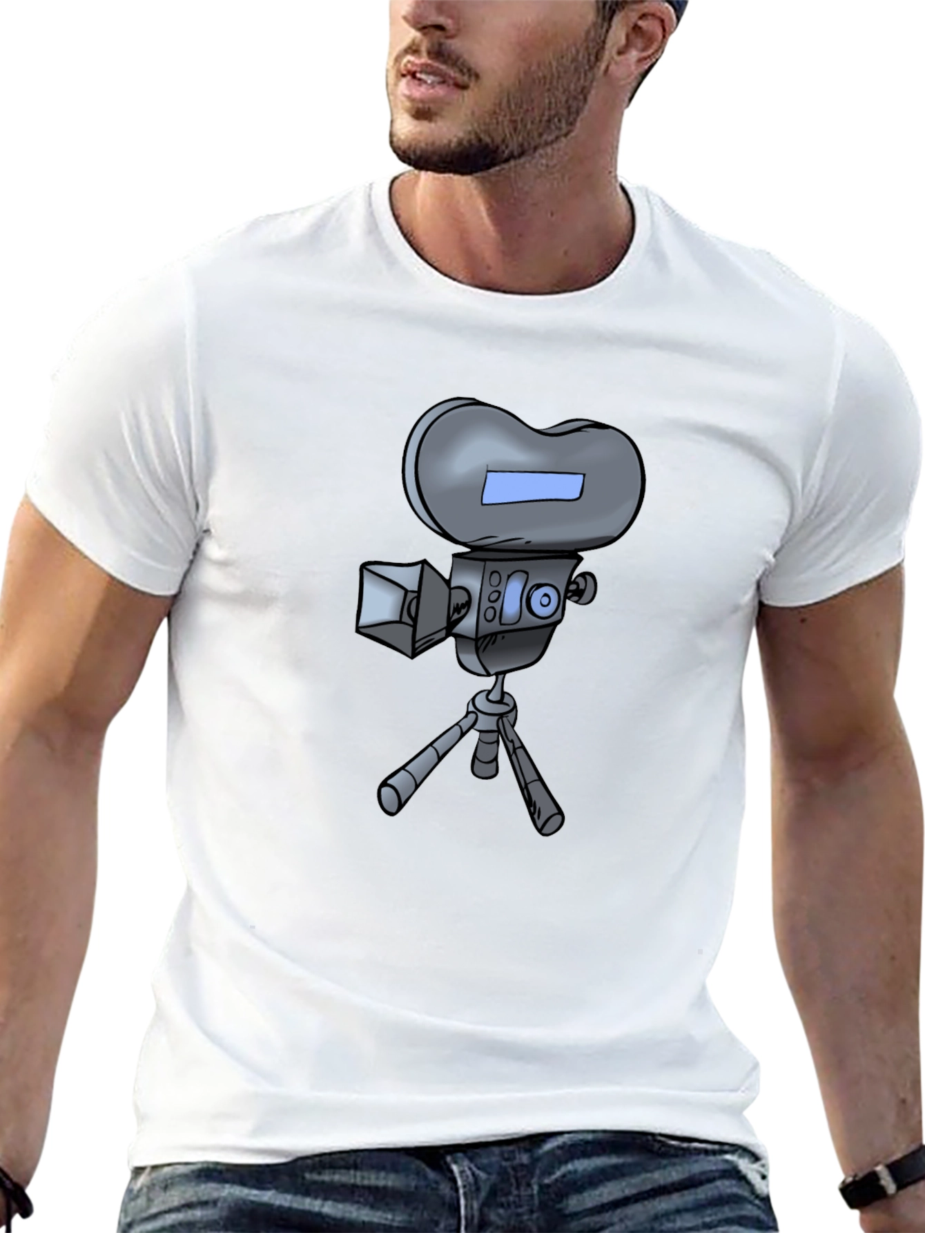 Retro Cartoon Camera T-Shirt - Black