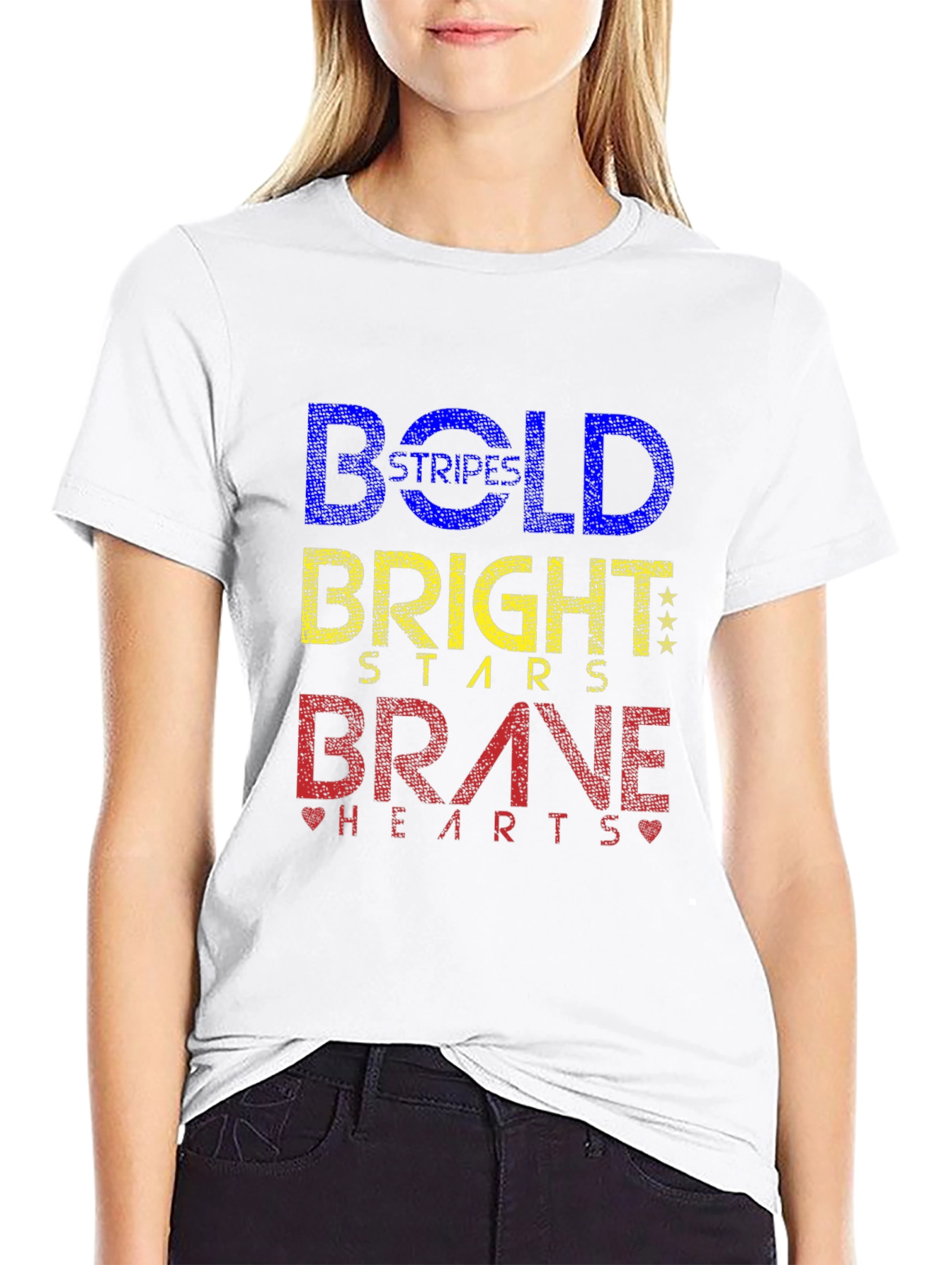 Bold Stripes Bright Stars Brave Hearts Graphic Tee