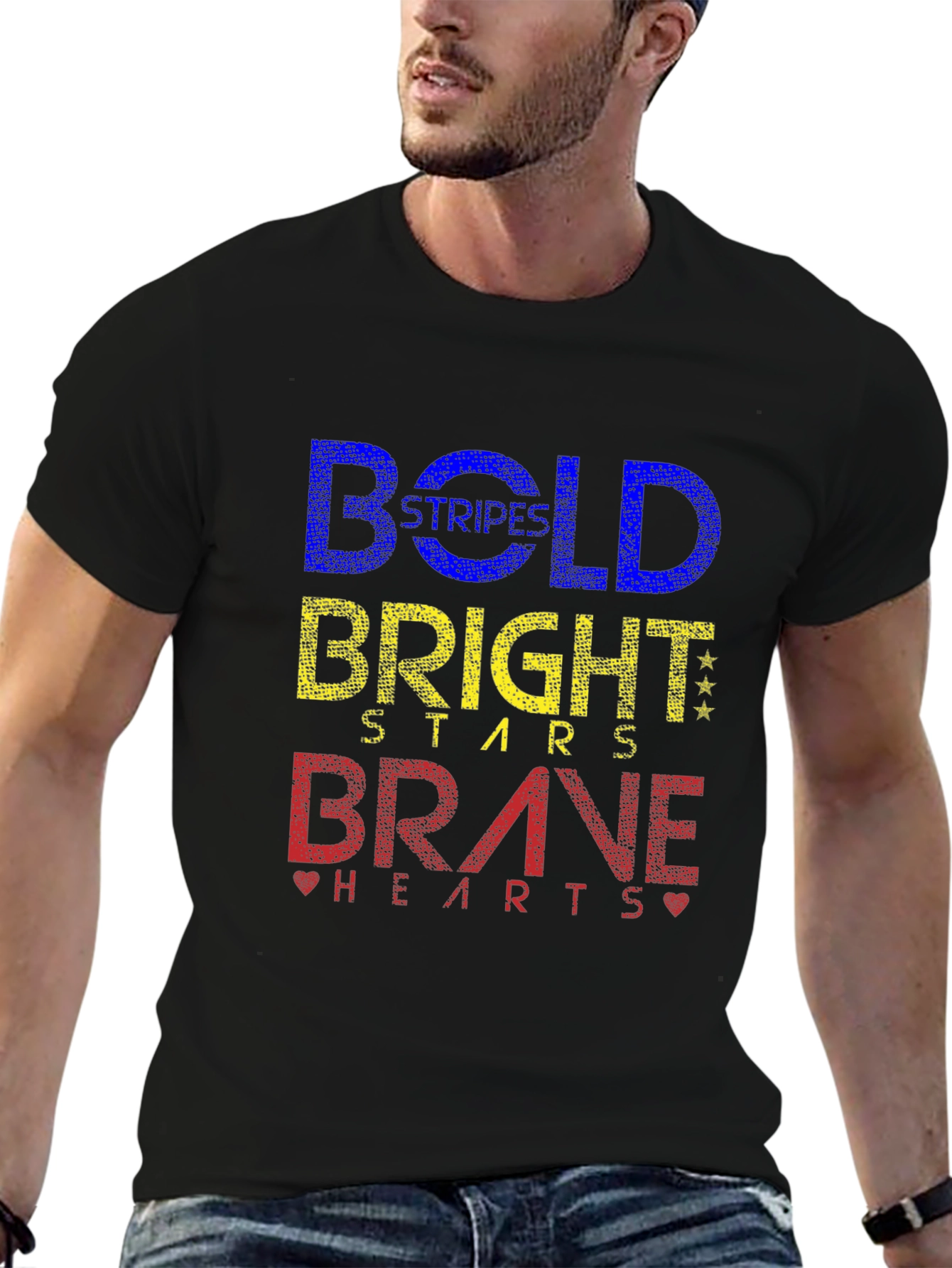 Bold Stripes Bright Stars Brave Hearts Graphic Tee