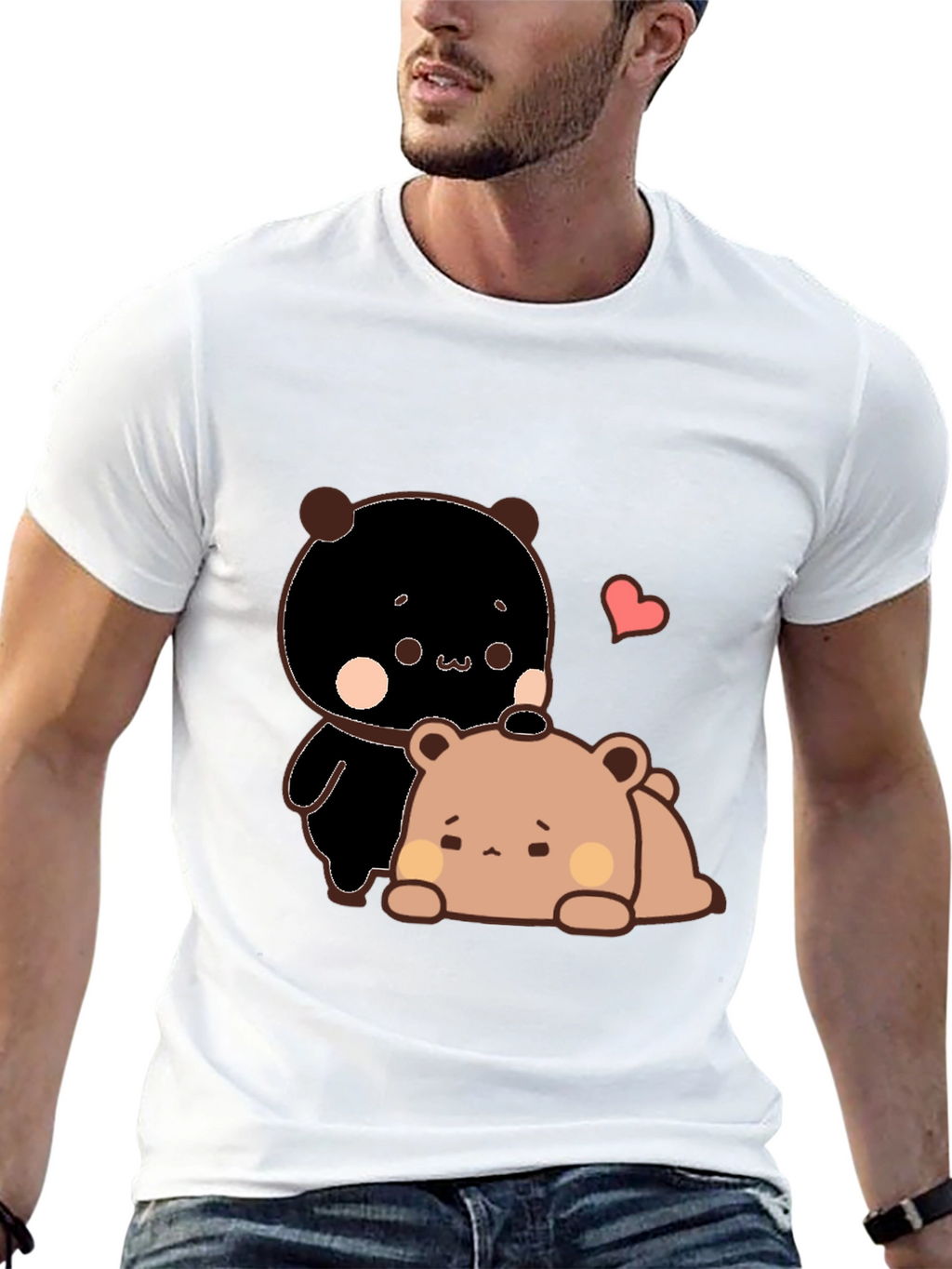 Cute Bear Graphic Black T-Shirt
