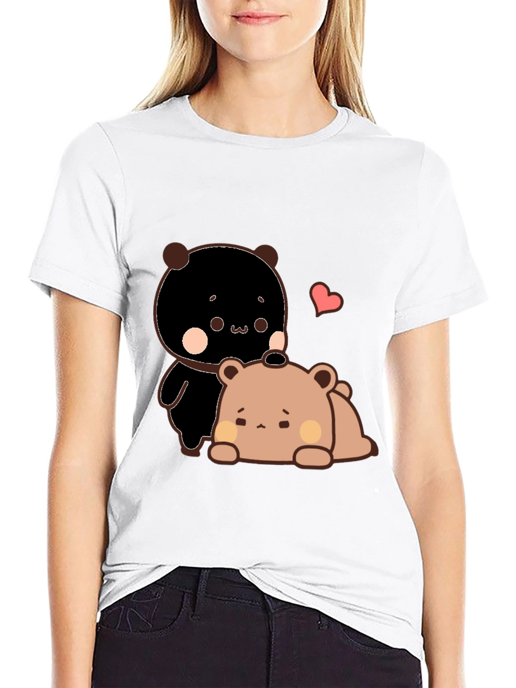 Cute Bear Graphic Black T-Shirt