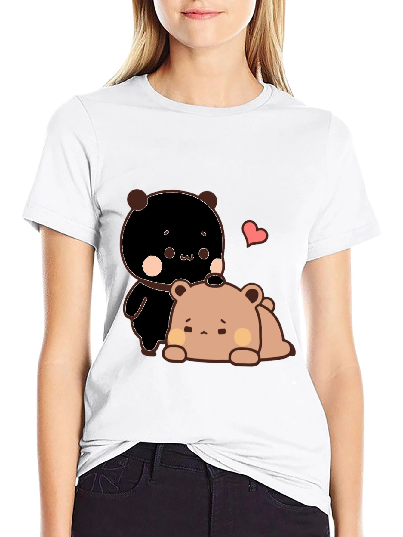Cute Bear Graphic Black T-Shirt