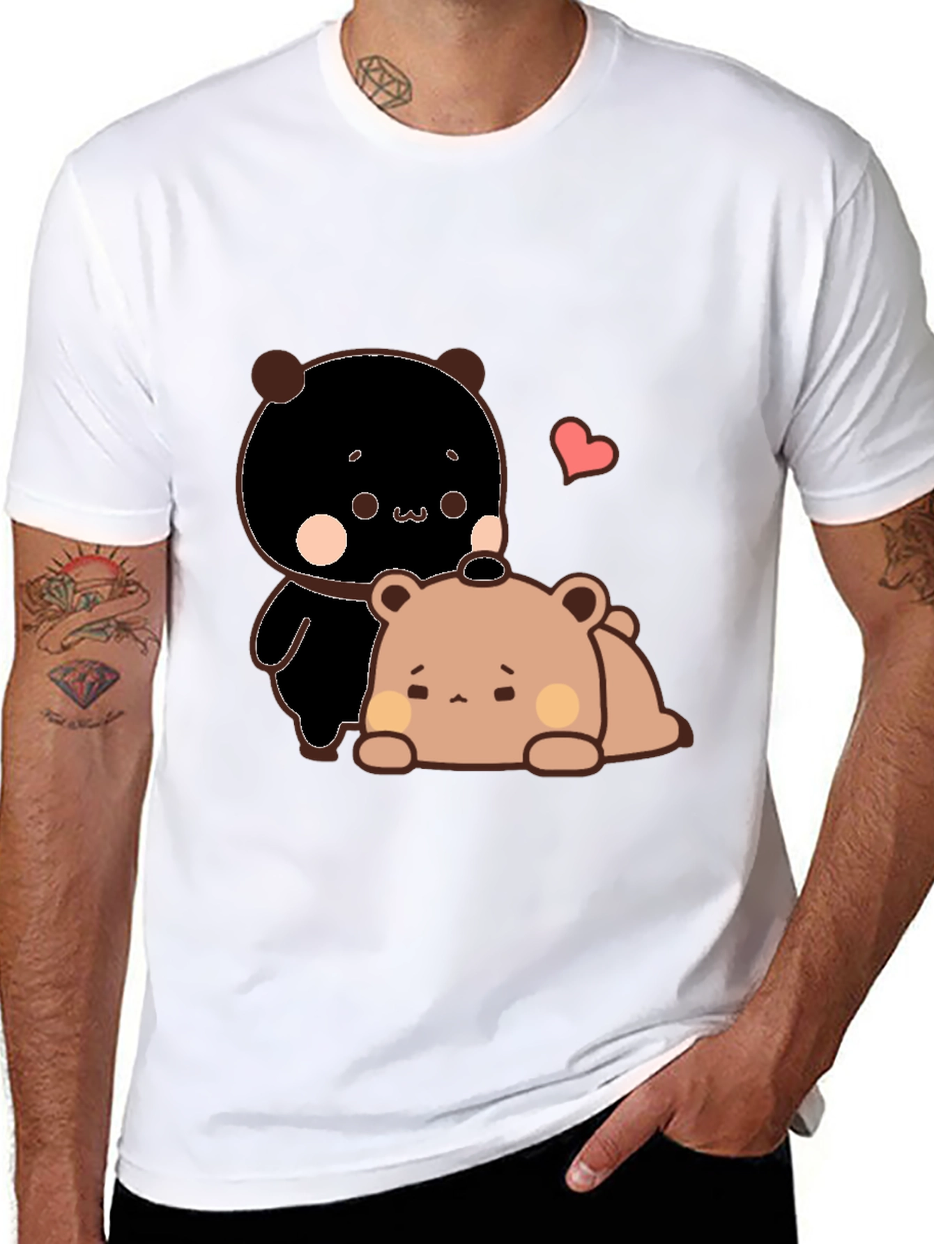 Cute Bear Graphic Black T-Shirt