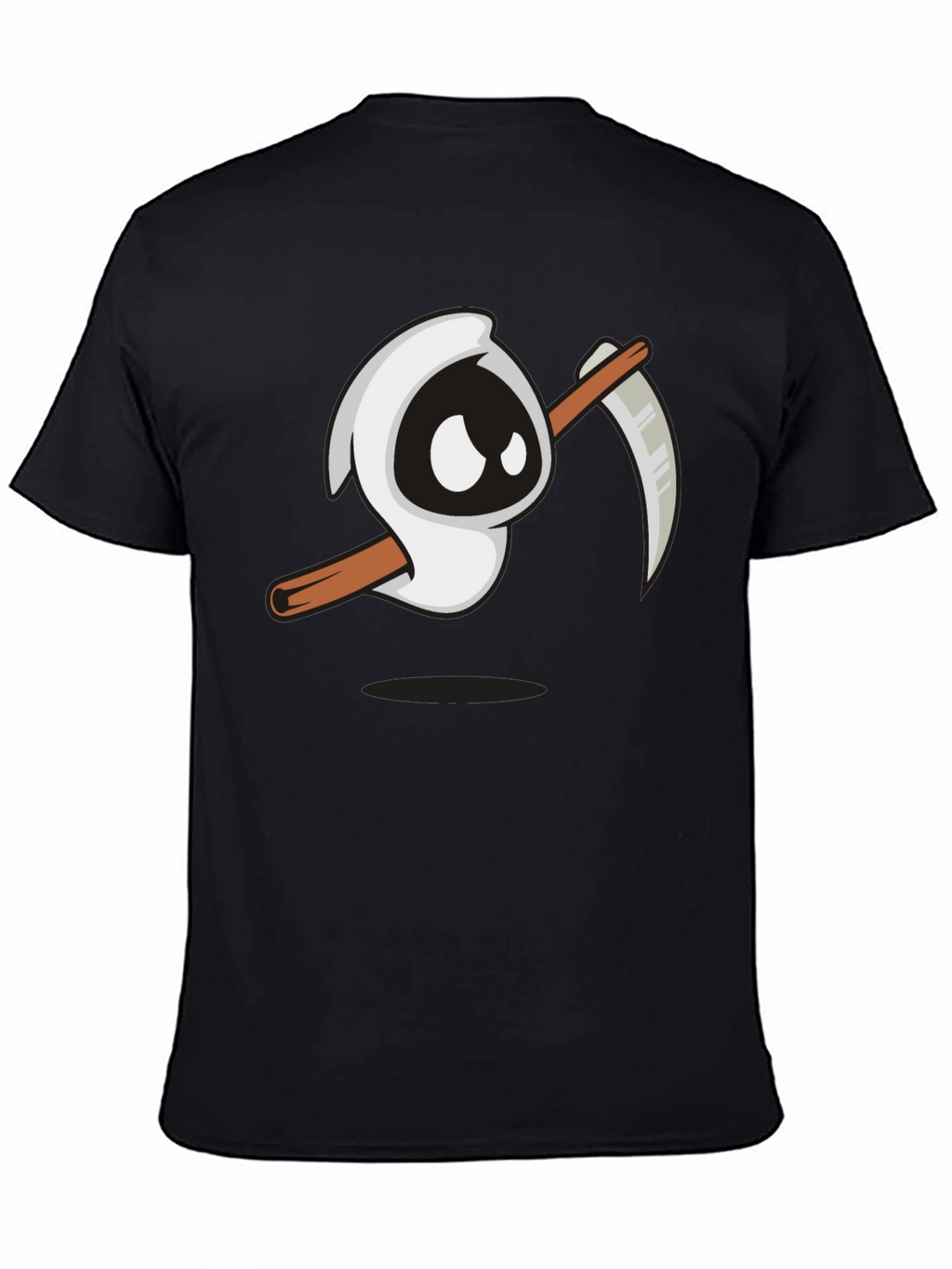 Cartoon Grim Reaper Graphic T-Shirt - Black Tee