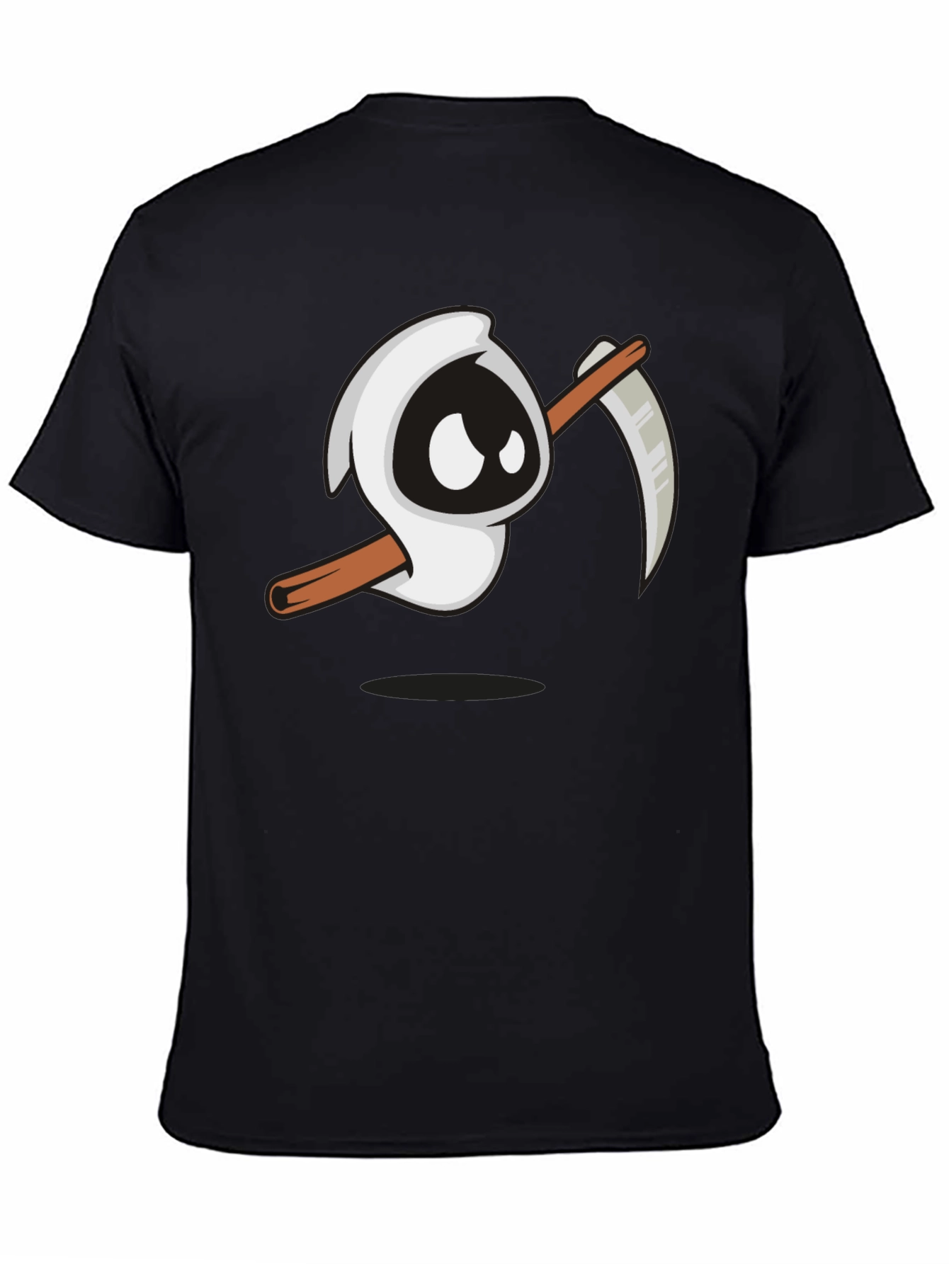 Cartoon Grim Reaper Graphic T-Shirt - Black Tee