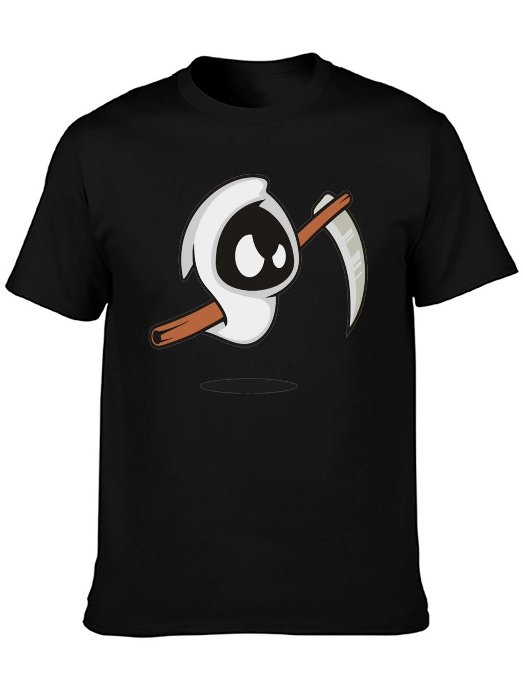 Cartoon Grim Reaper Graphic T-Shirt - Black Tee
