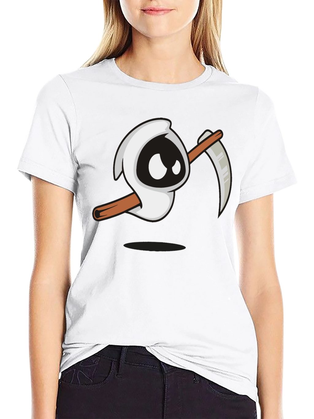 Cartoon Grim Reaper Graphic T-Shirt - Black Tee