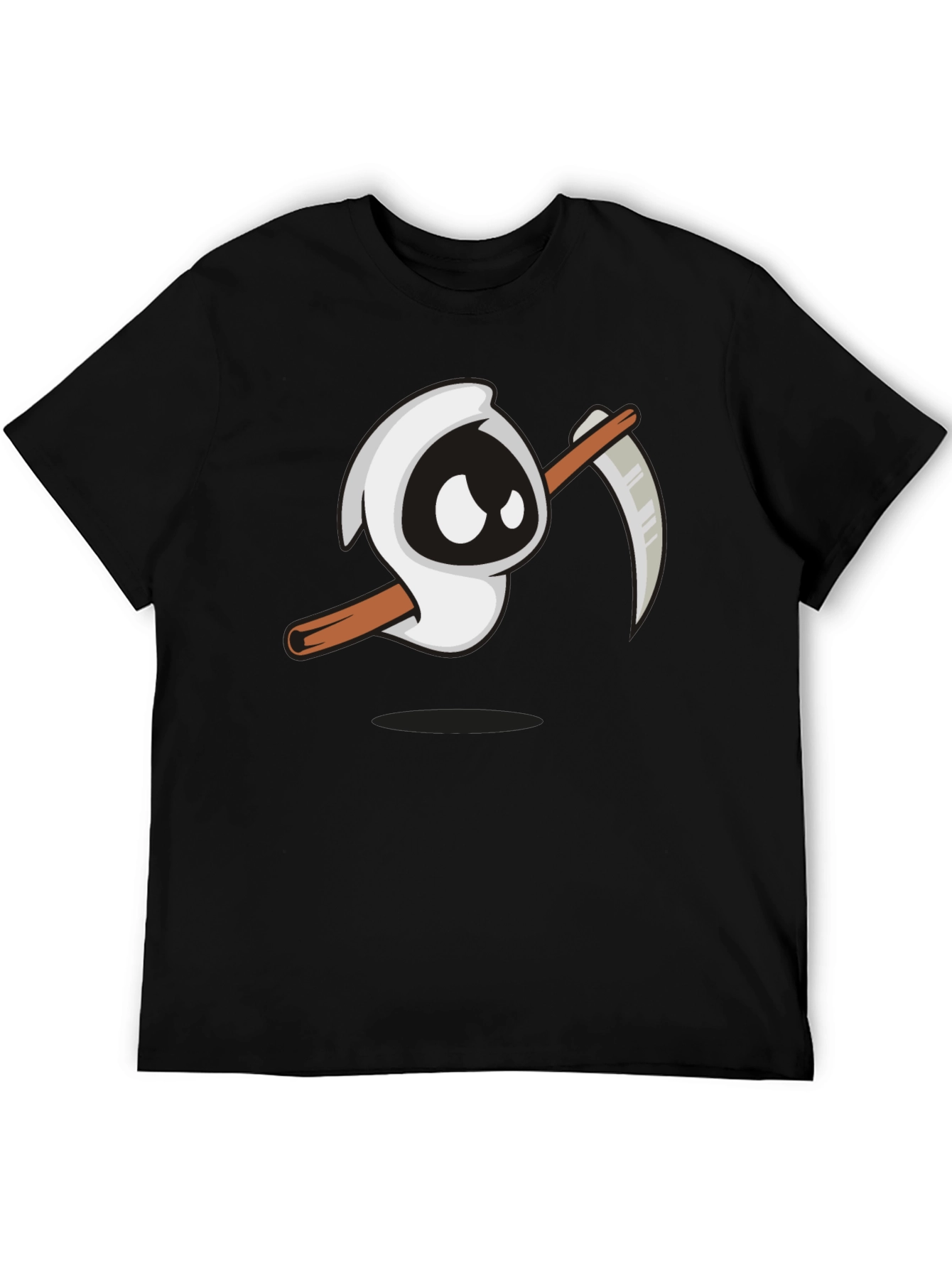 Cartoon Grim Reaper Graphic T-Shirt - Black Tee