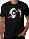 Cartoon Grim Reaper Graphic T-Shirt - Black Tee