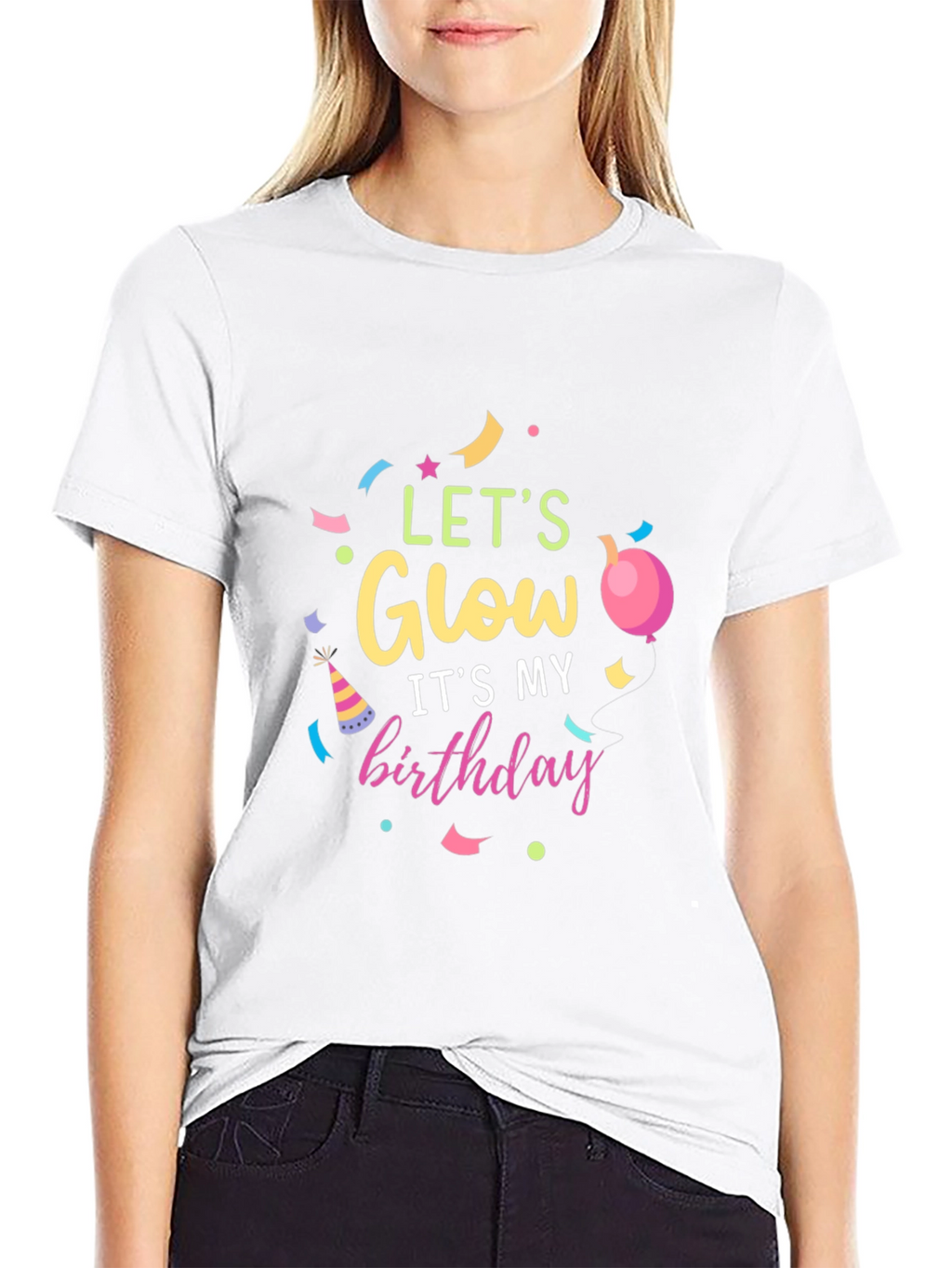 Lets Glow Birthday Black T-Shirt