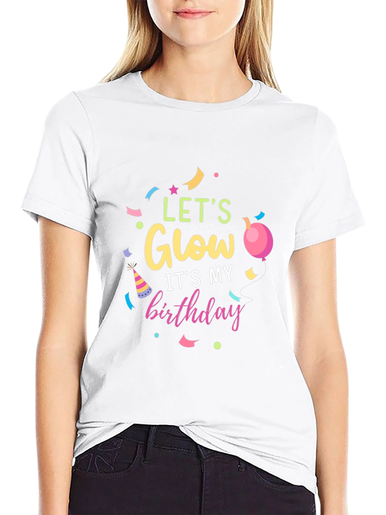 Lets Glow Birthday Black T-Shirt
