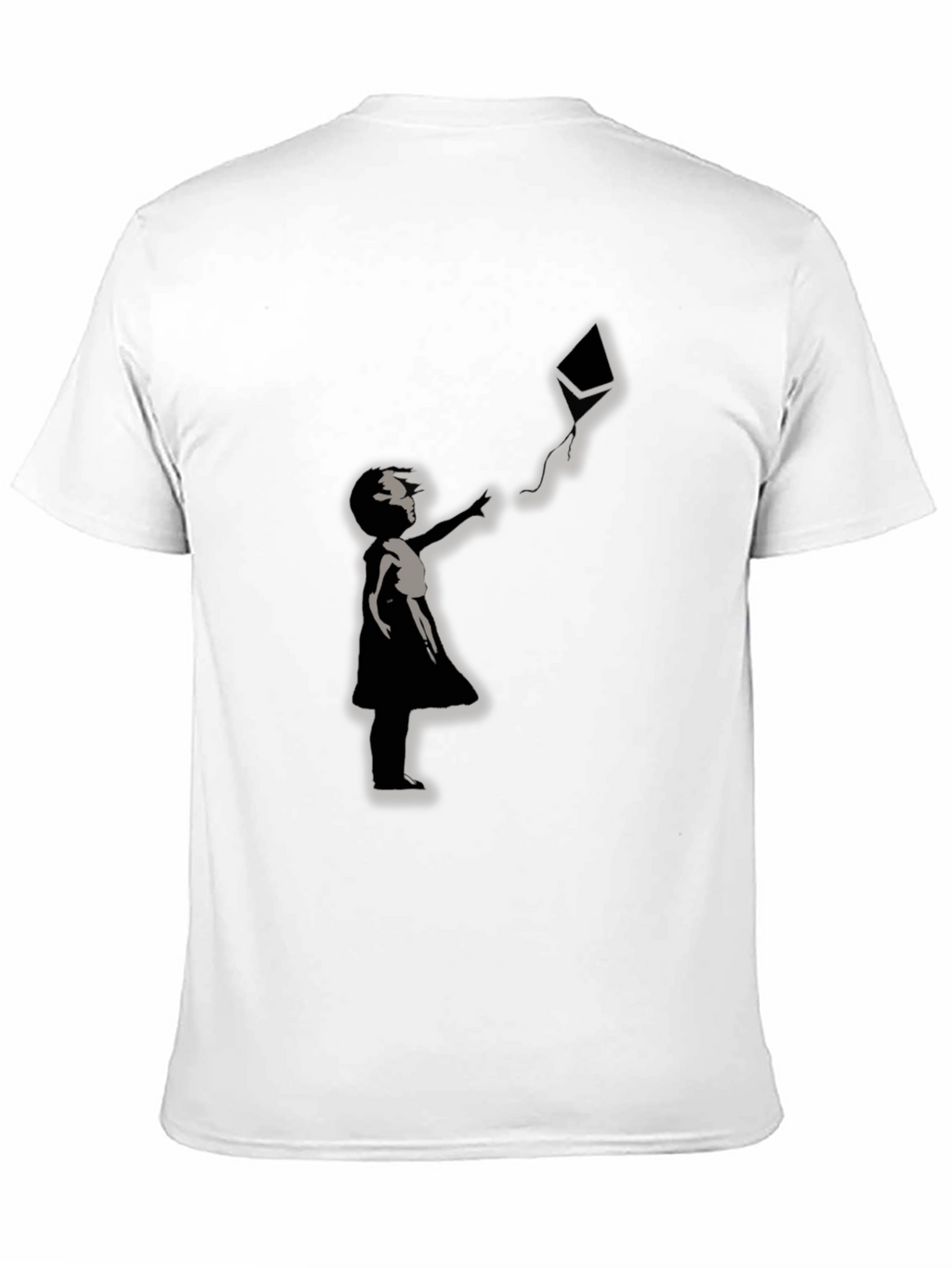 Girl and Kite Graphic T-Shirt - Crew Neck Black