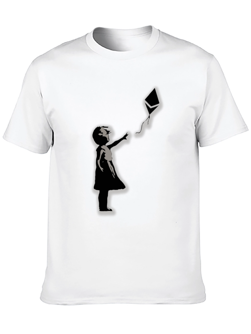 Girl and Kite Graphic T-Shirt - Crew Neck Black