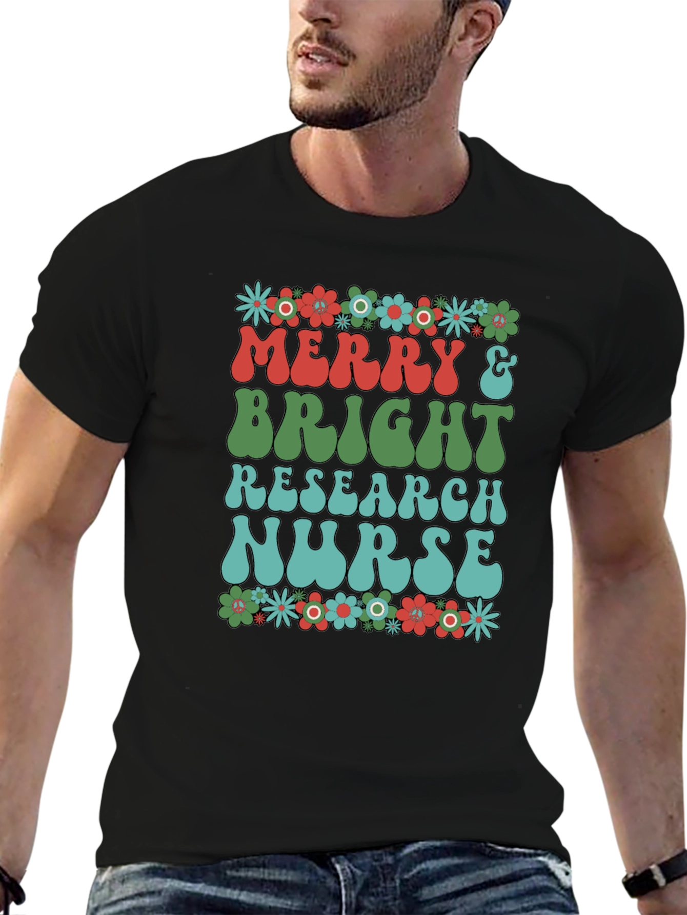 Merry & Bright Research Nurse T-Shirt