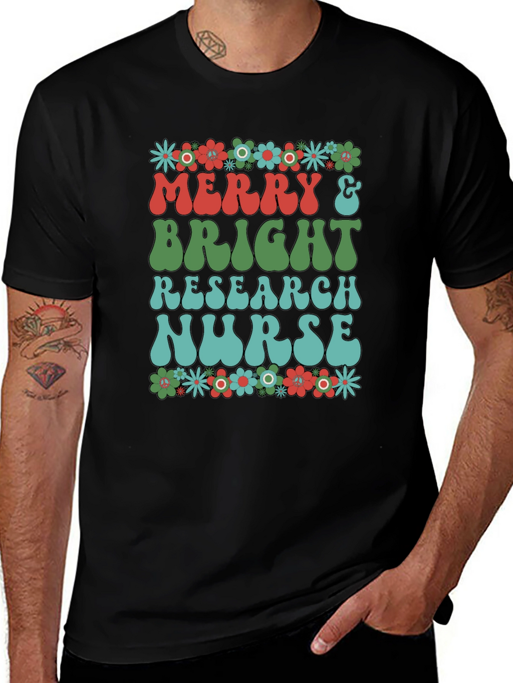Merry & Bright Research Nurse T-Shirt