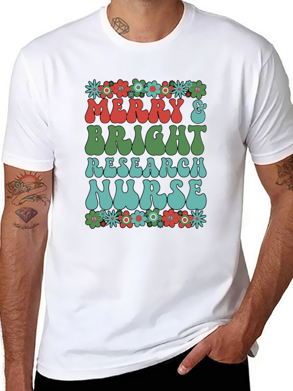 Merry & Bright Research Nurse T-Shirt