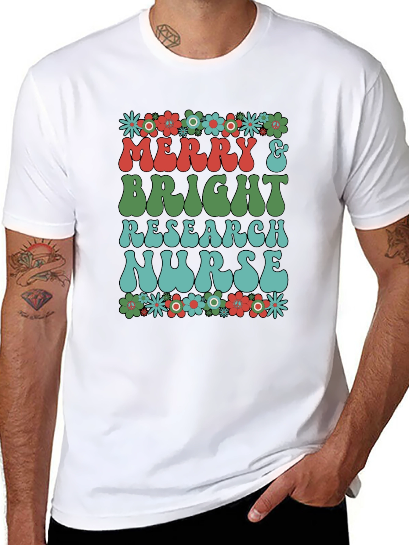 Merry & Bright Research Nurse T-Shirt