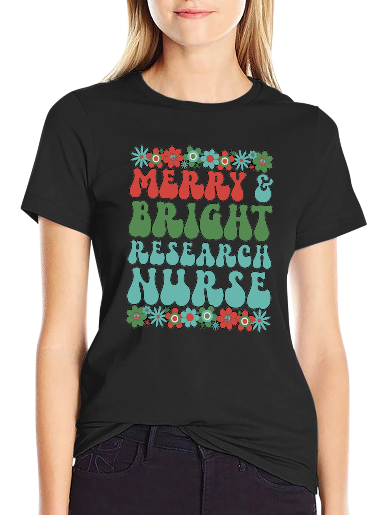 Merry & Bright Research Nurse T-Shirt
