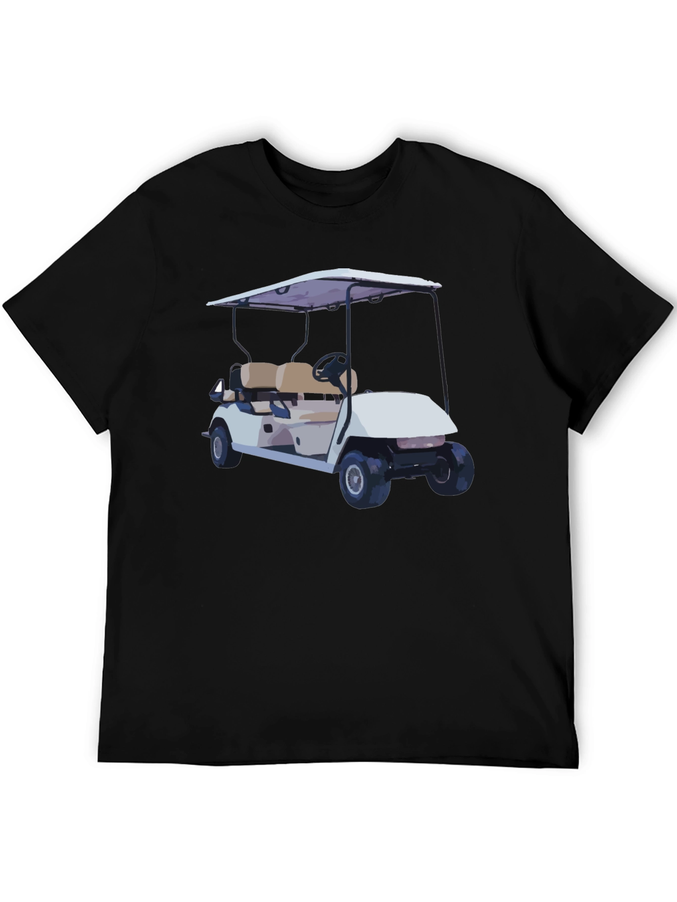 Golf Cart Graphic Tee - Black Short Sleeve Casual