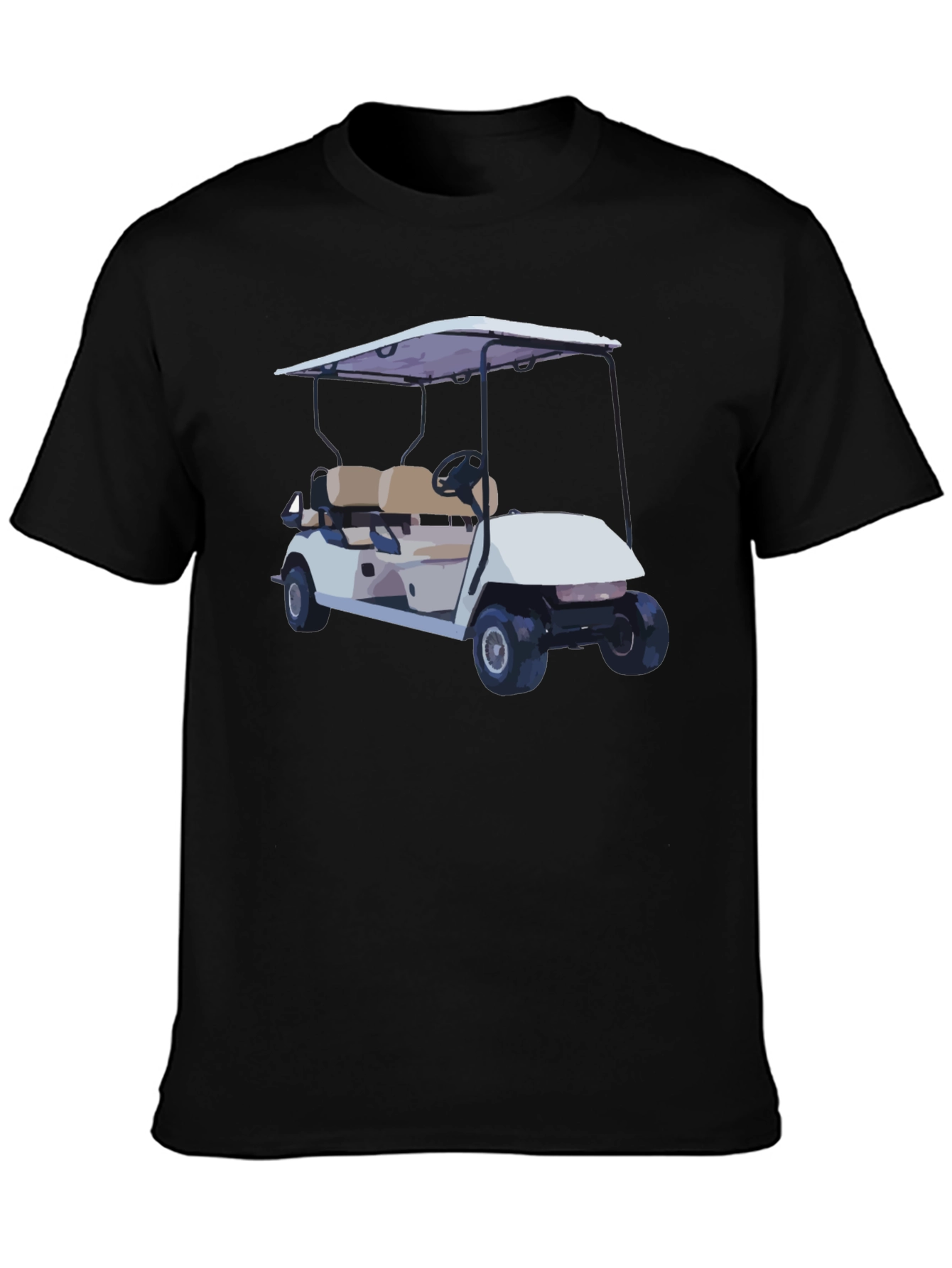Golf Cart Graphic Tee - Black Short Sleeve Casual