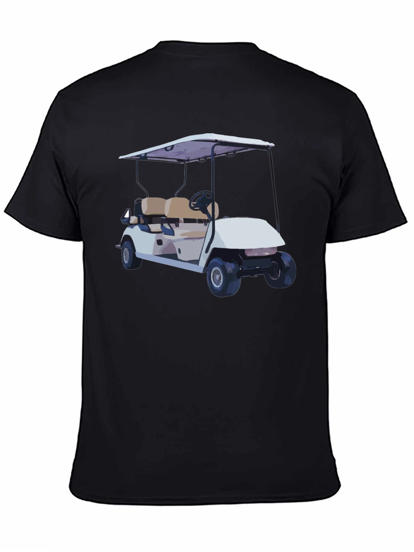 Golf Cart Graphic Tee - Black Short Sleeve Casual