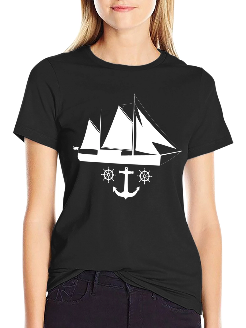 Nautical Anchor & Sailboat Graphic T-Shirt