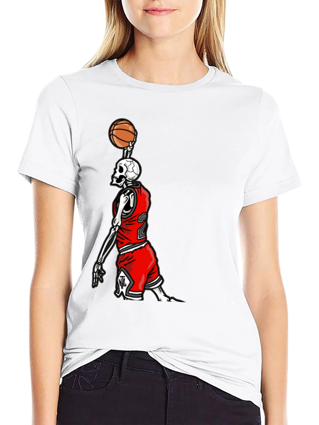 Basketball Skeleton Graphic T-Shirt