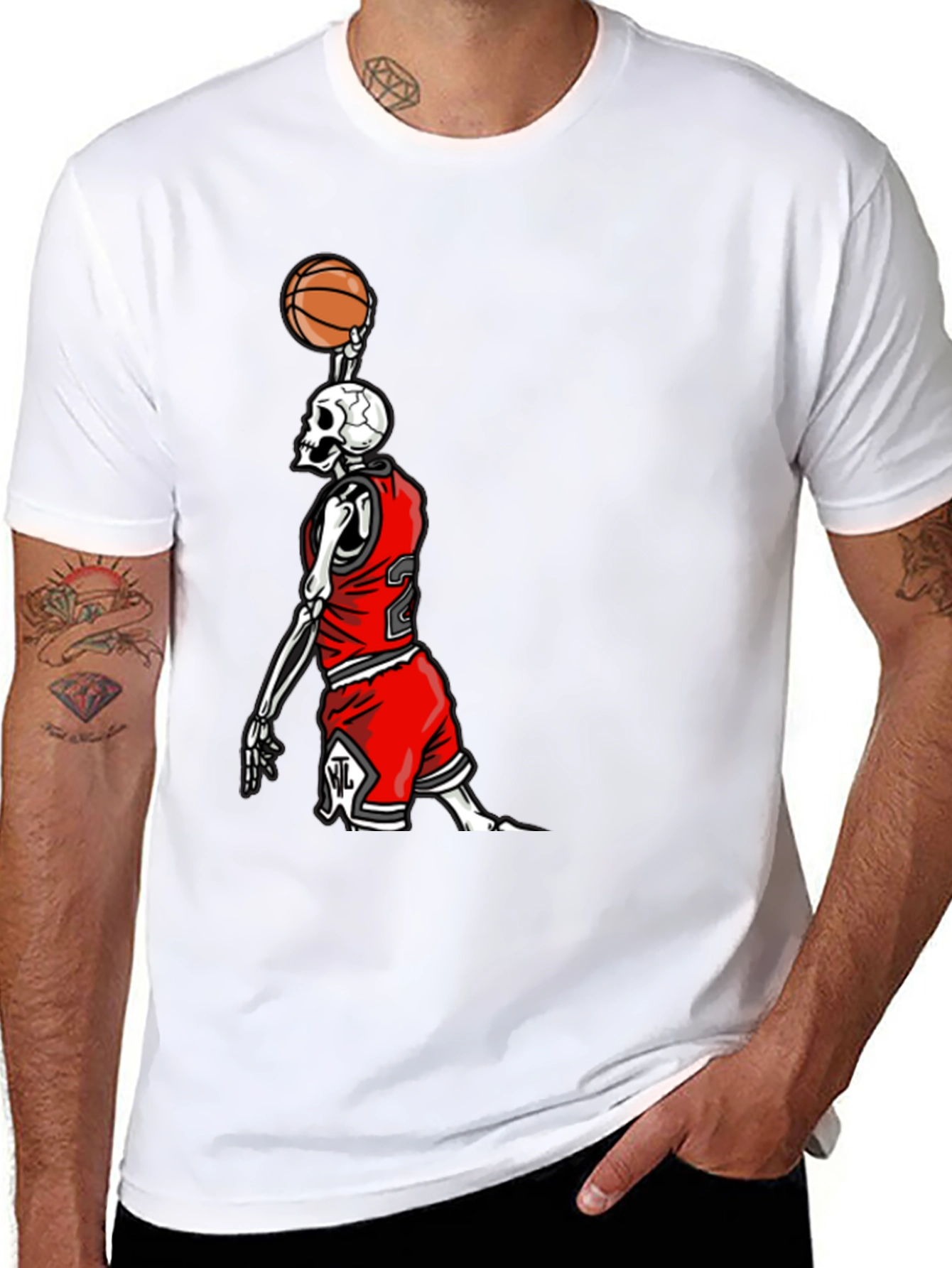 Basketball Skeleton Graphic T-Shirt