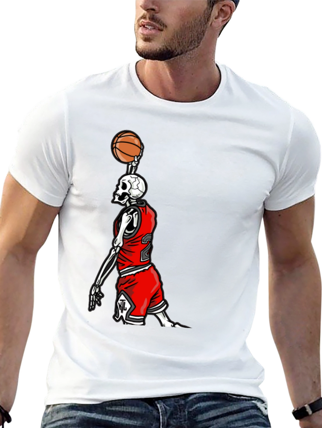 Basketball Skeleton Graphic T-Shirt