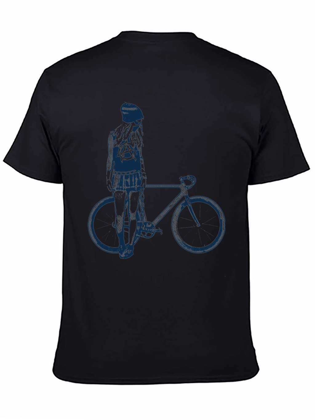 Black T-Shirt with Anarchy Girl & Bike Graphic