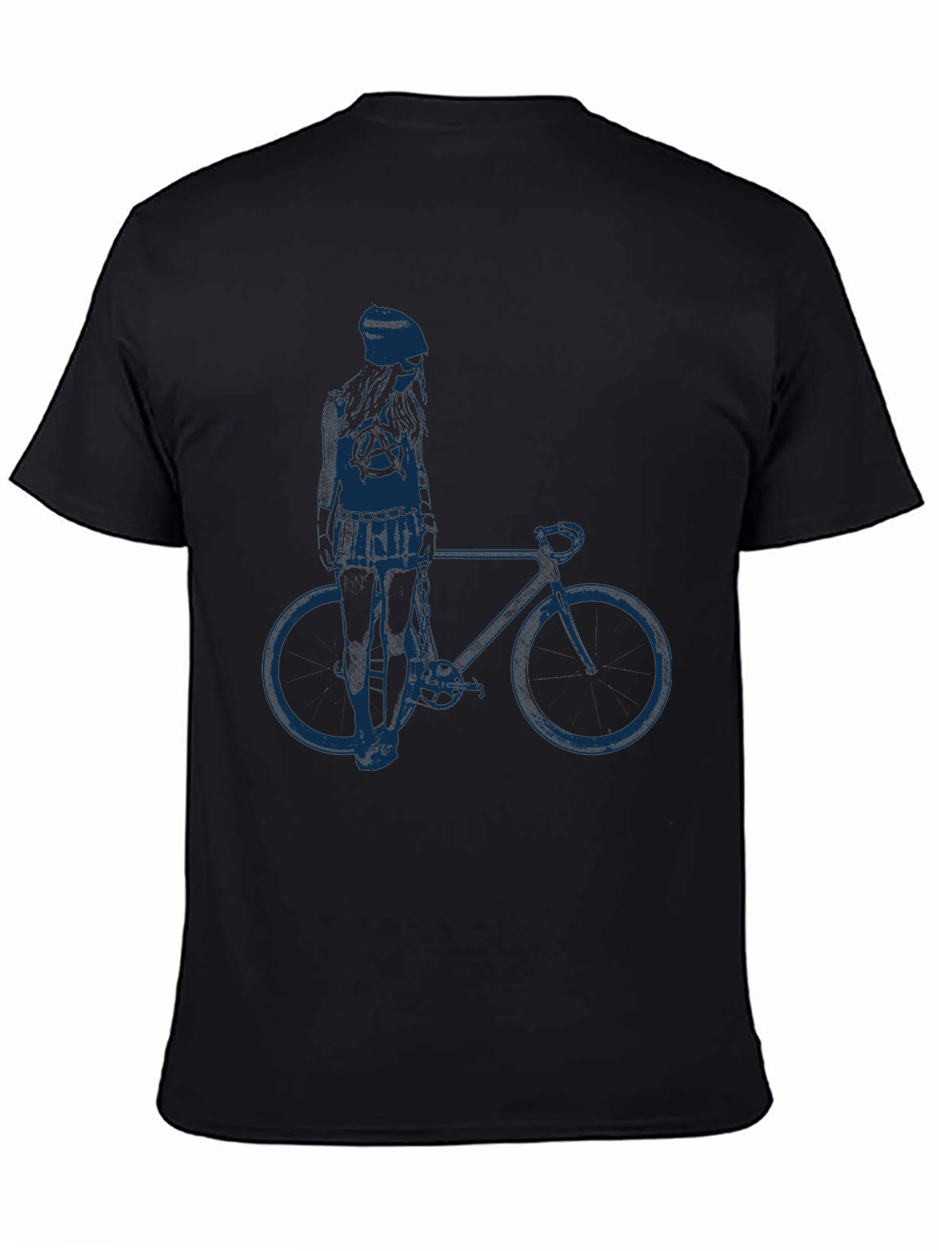 Black T-Shirt with Anarchy Girl & Bike Graphic