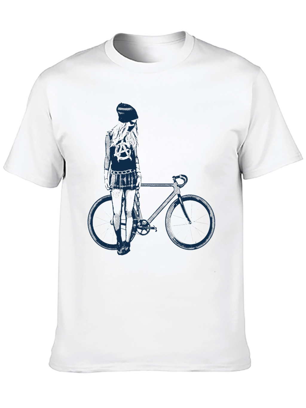Black T-Shirt with Anarchy Girl & Bike Graphic
