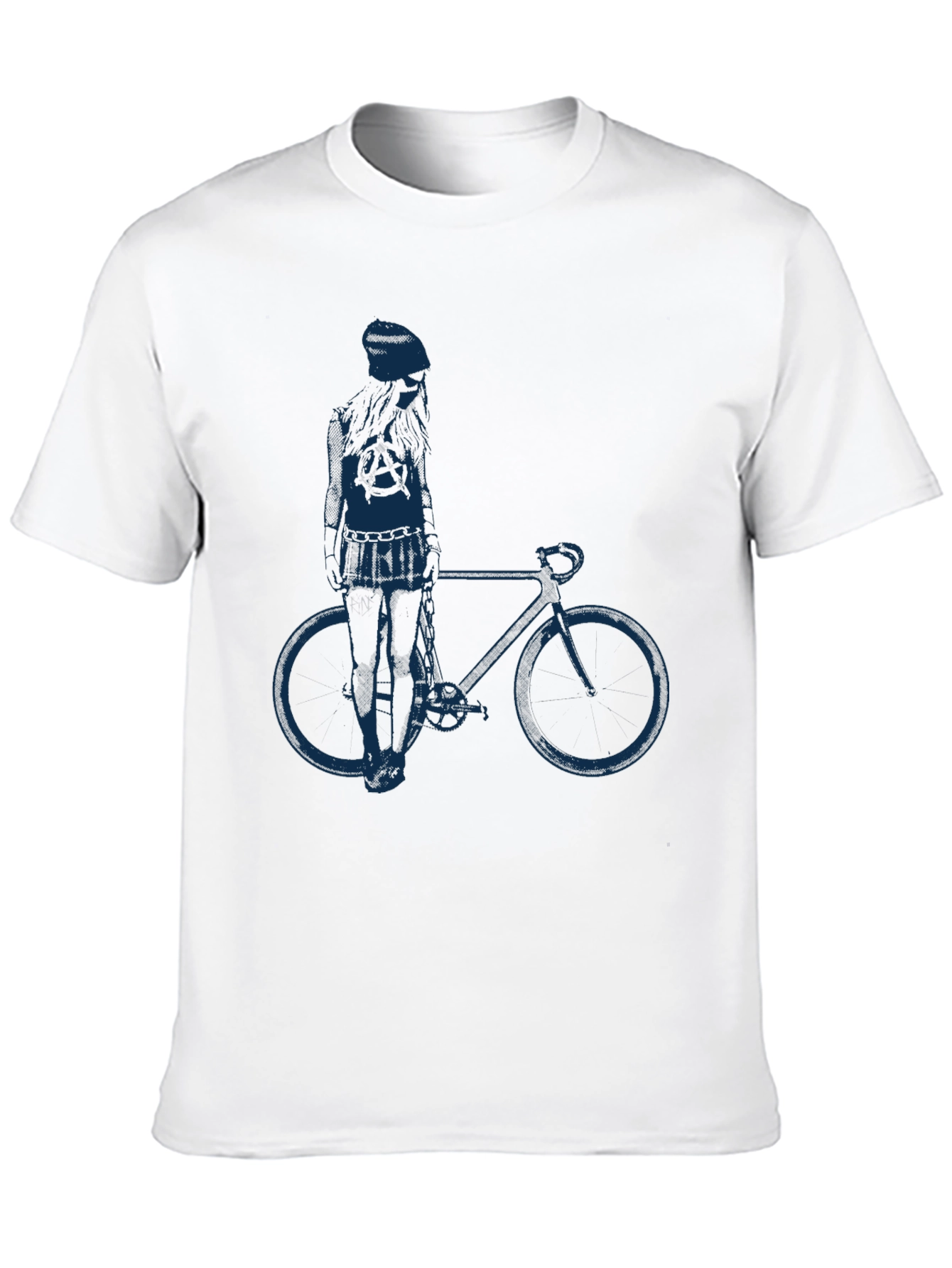 Black T-Shirt with Anarchy Girl & Bike Graphic