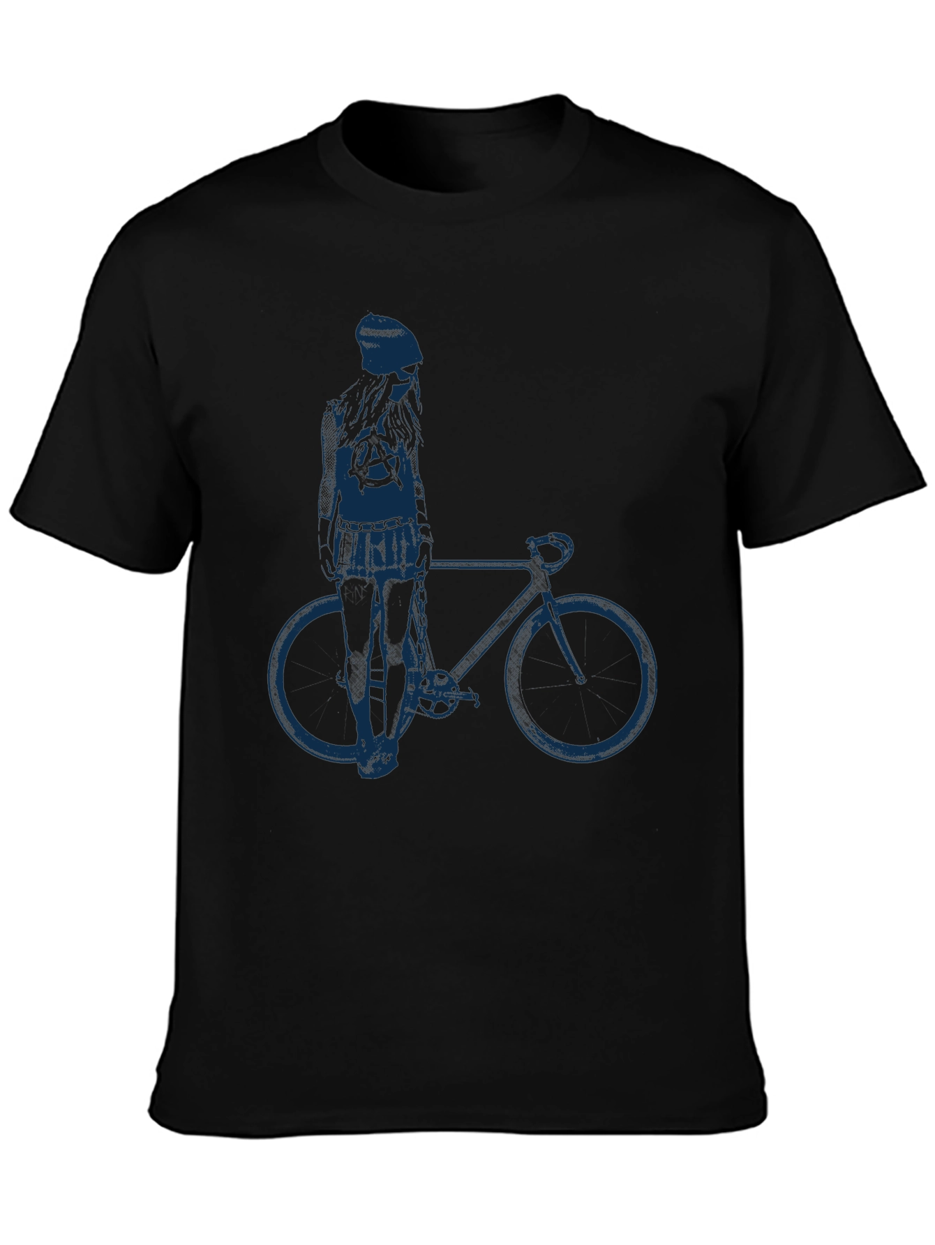 Black T-Shirt with Anarchy Girl & Bike Graphic