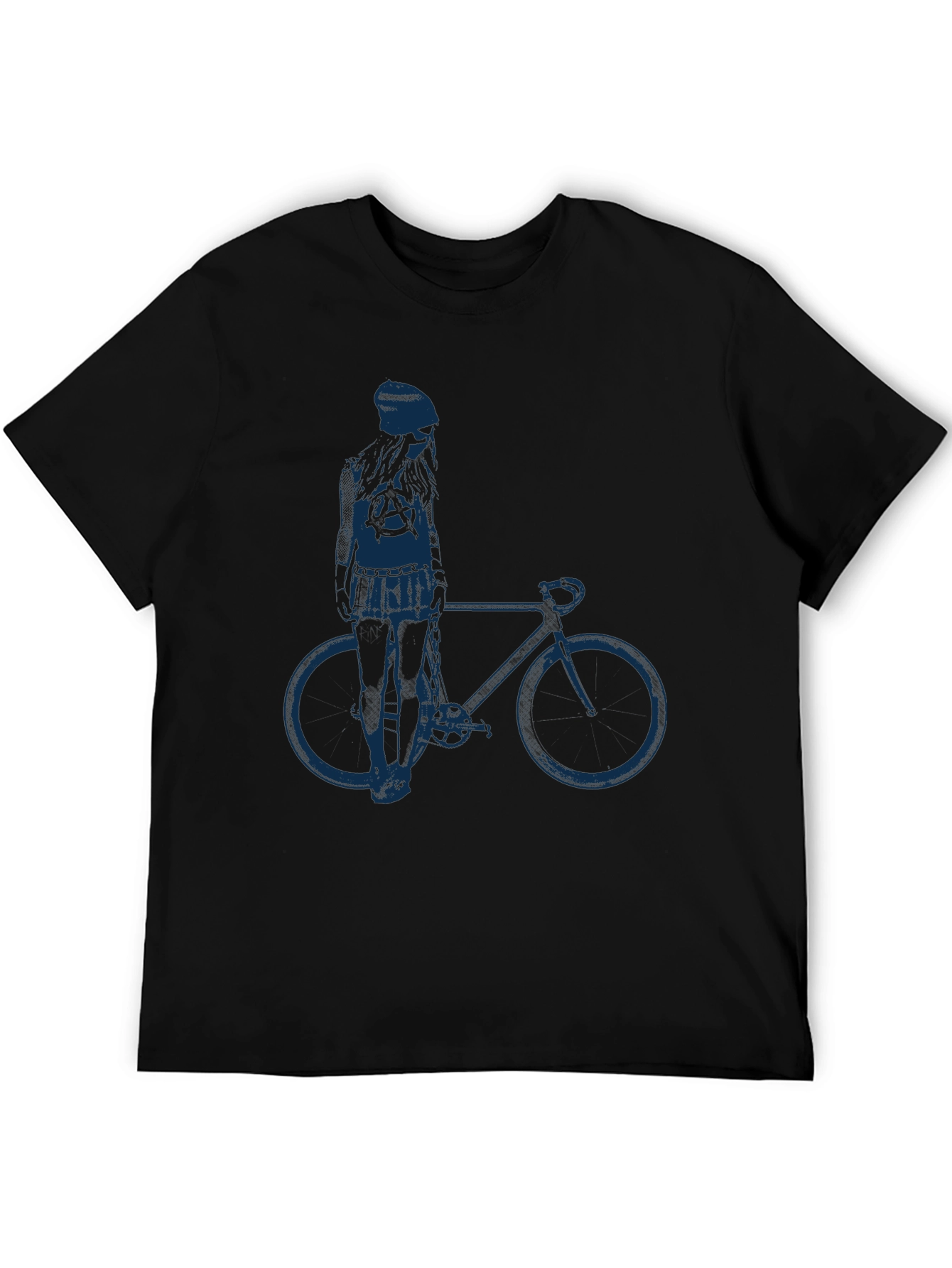 Black T-Shirt with Anarchy Girl & Bike Graphic