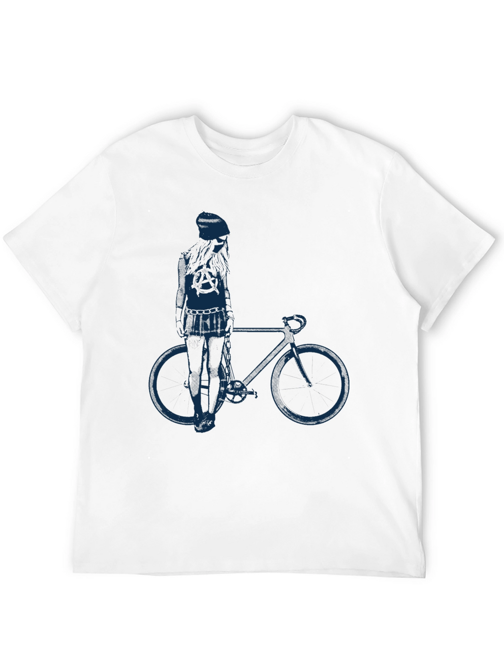 Black T-Shirt with Anarchy Girl & Bike Graphic