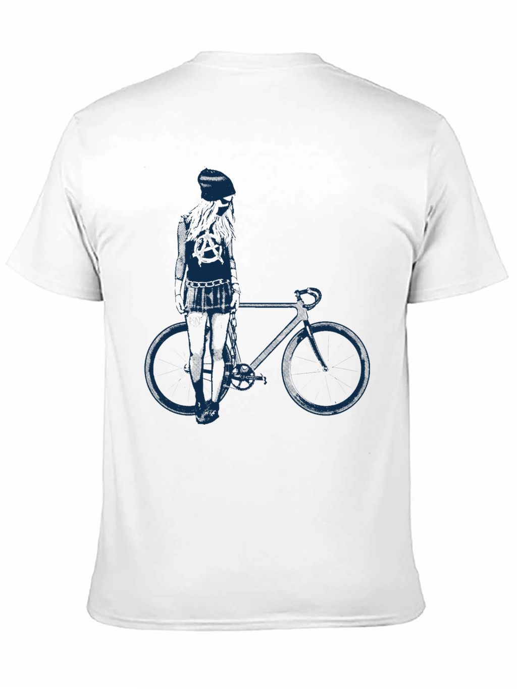 Black T-Shirt with Anarchy Girl & Bike Graphic
