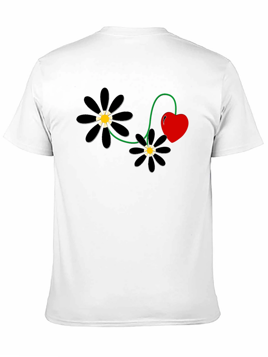Black Flower Heart T-Shirt