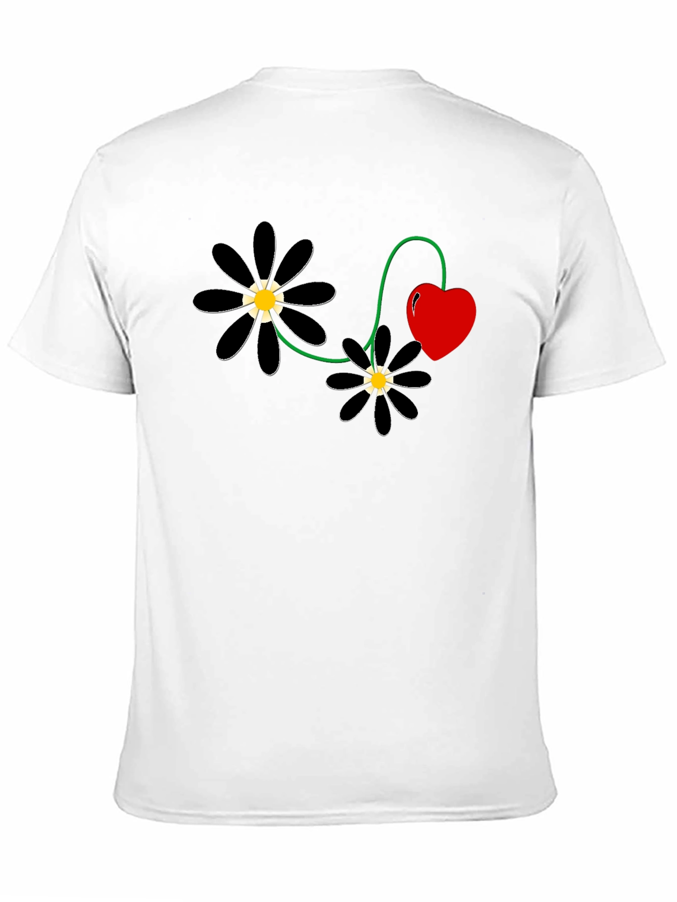 Black Flower Heart T-Shirt