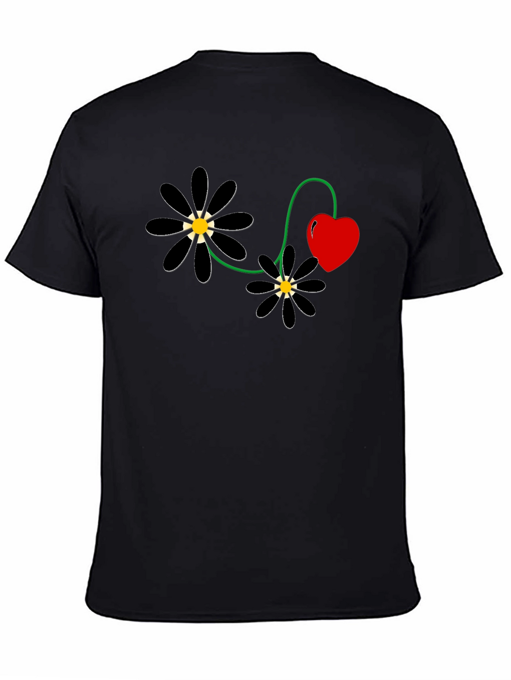 Black Flower Heart T-Shirt