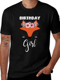 Birthday Girl Fox Graphic Tee - Womens T-Shirt