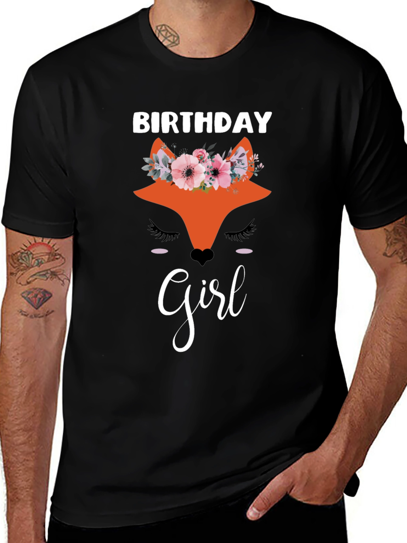 Birthday Girl Fox Graphic Tee - Womens T-Shirt